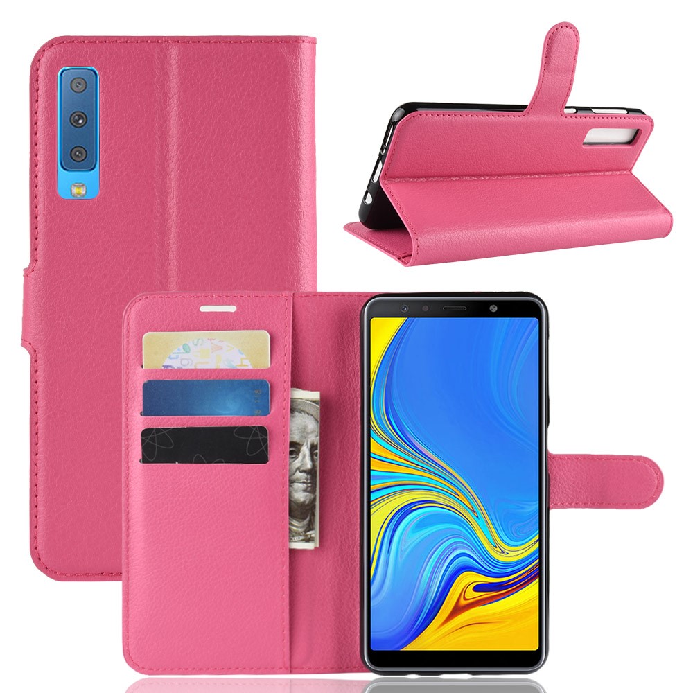 Samsung Galaxy A7(2018) - Litchi Plnboksfodral - Rosa