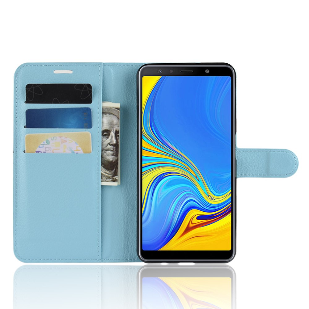 Samsung Galaxy A7(2018) - Litchi Plnboksfodral - Ljus Bl