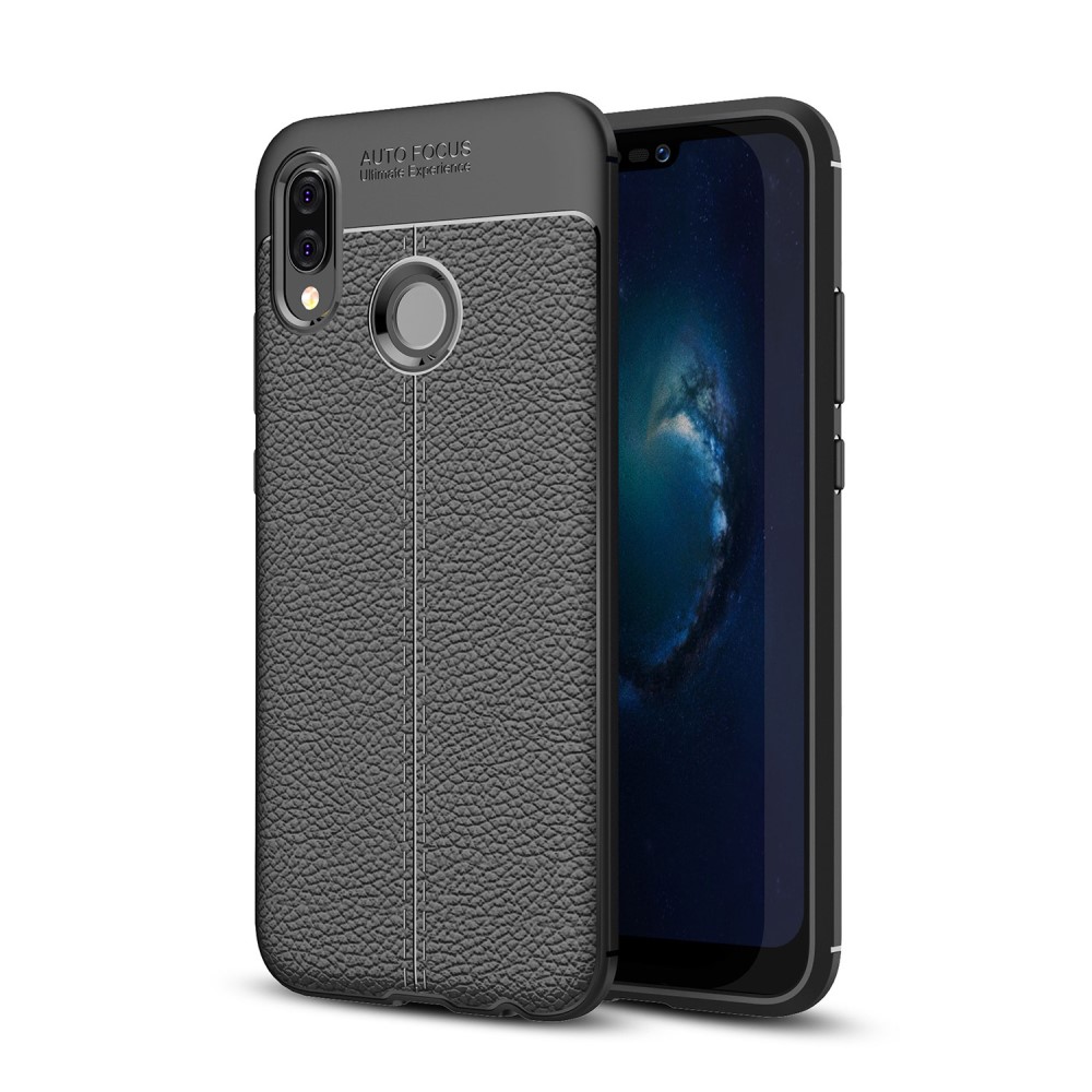 Huawei P20 Lite - Litchi Skal - Svart