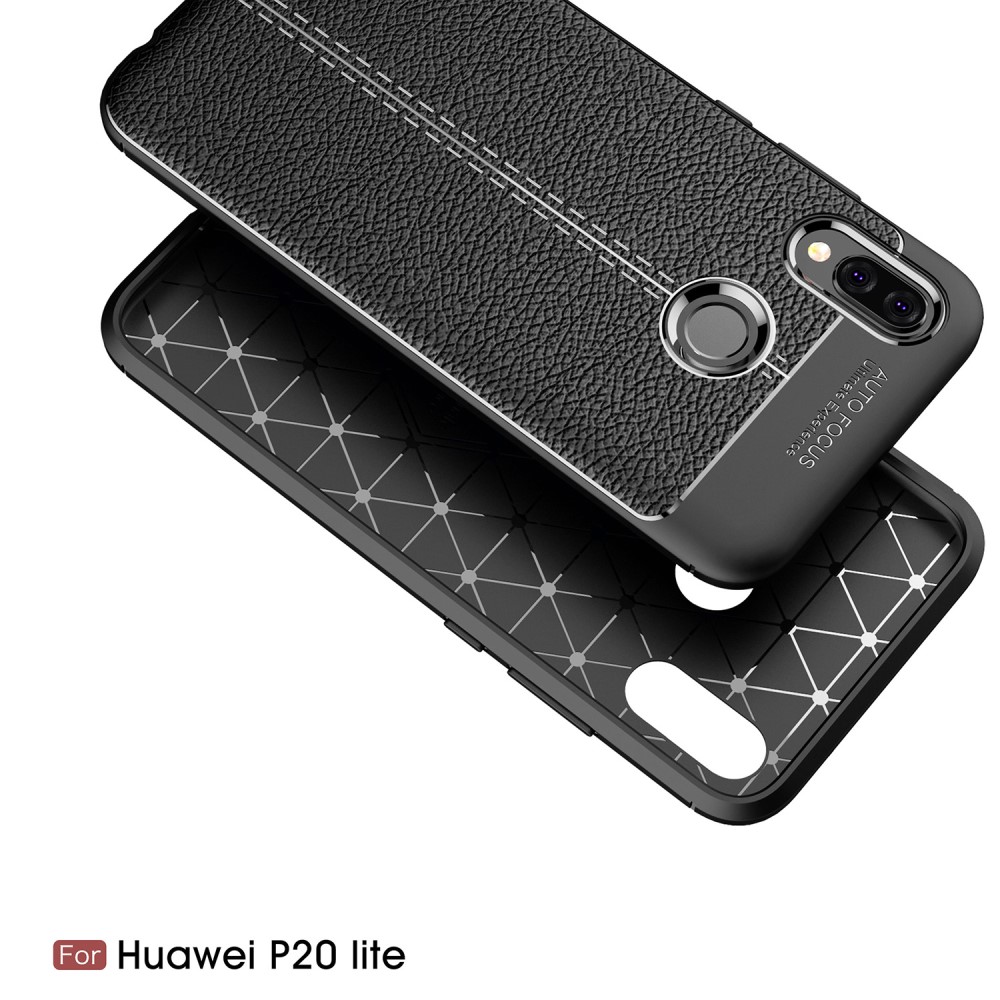 Huawei P20 Lite - Litchi Skal - Svart