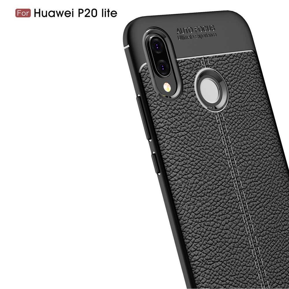 Huawei P20 Lite - Litchi Skal - Svart