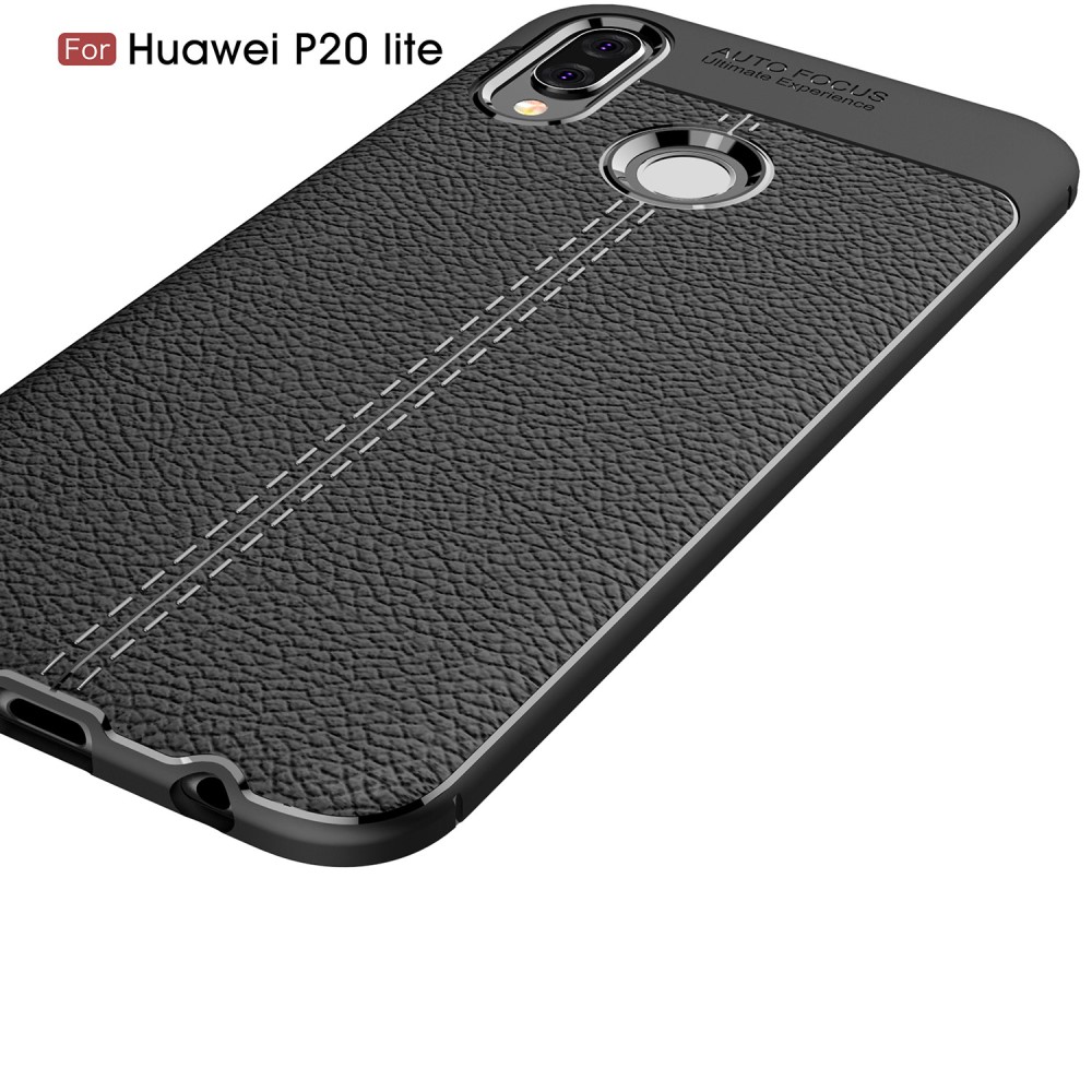 Huawei P20 Lite - Litchi Skal - Svart