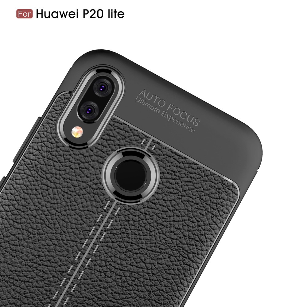 Huawei P20 Lite - Litchi Skal - Svart