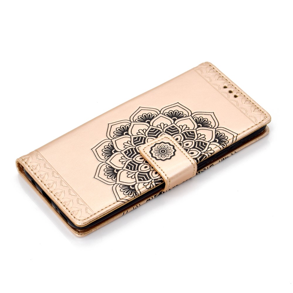 Samsung Galaxy A70 - Plnboksfodral Flower - Guld