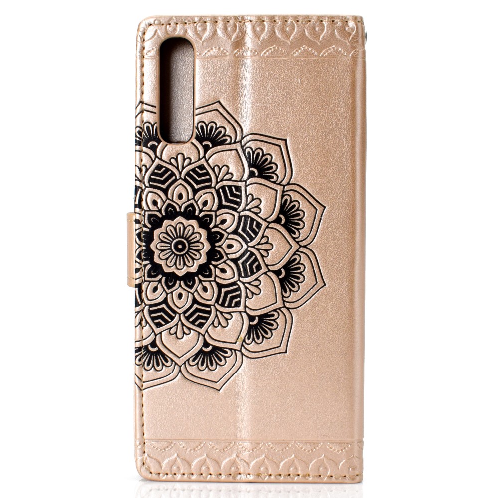 Samsung Galaxy A70 - Plnboksfodral Flower - Guld