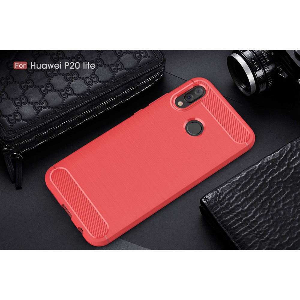 Huawei P20 Lite - Brushed TPU Skal - Röd