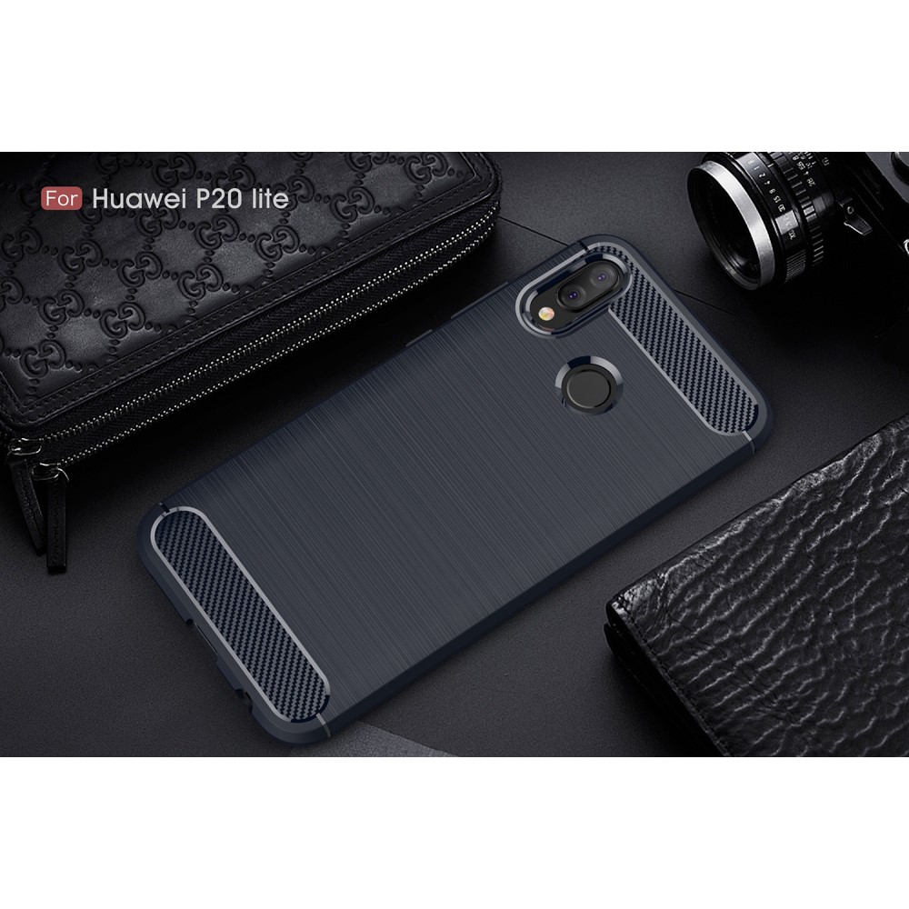 Huawei P20 Lite - Brushed TPU Skal - Mörk Blå