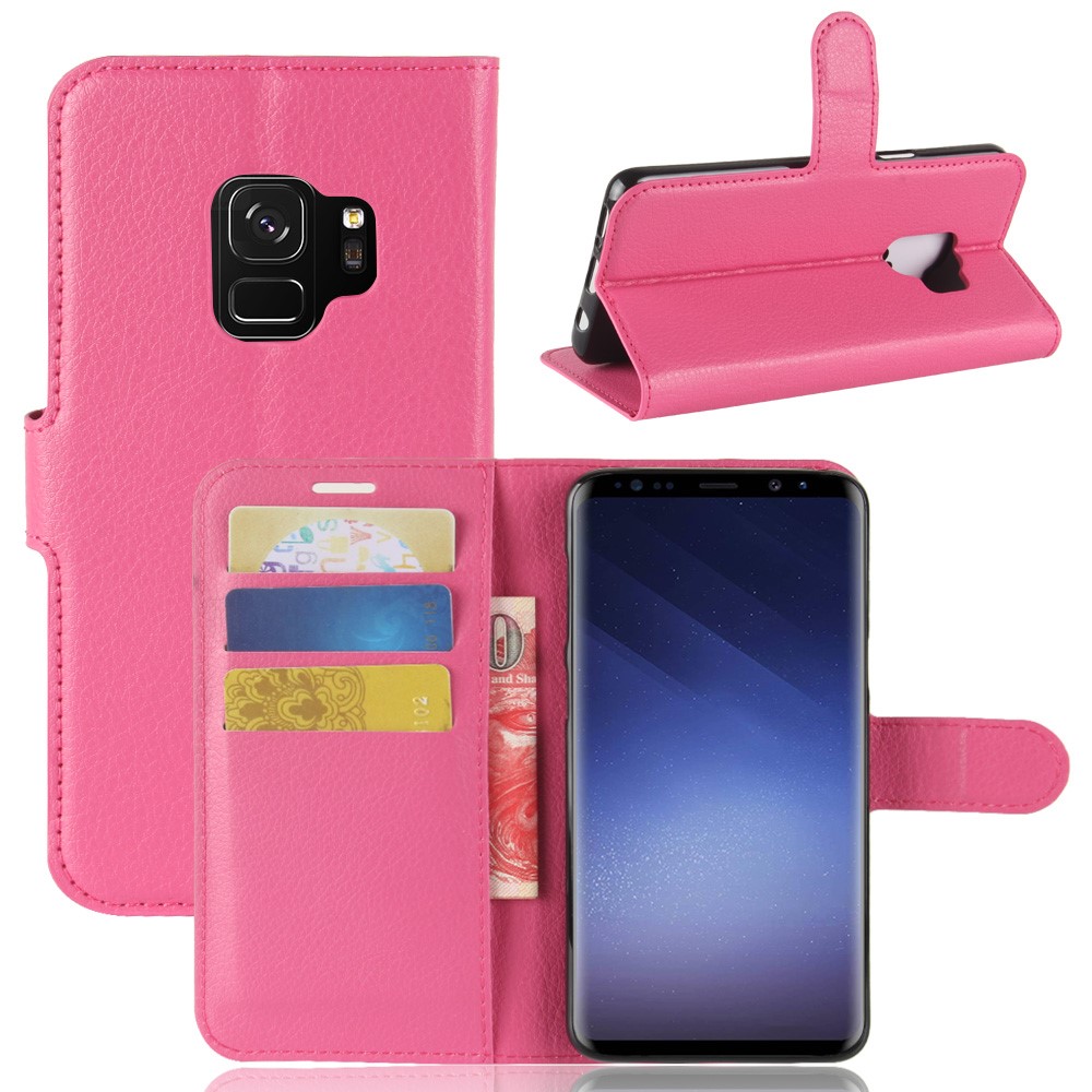 Samsung Galaxy S9 - Litchi Plnboksfodral - Rosa