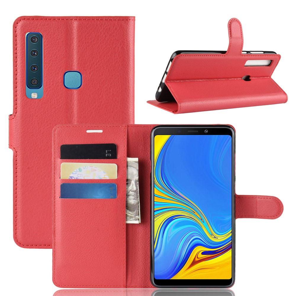 Samsung Galaxy A9 (2018) - Litchi Plnboksfodral - Rd