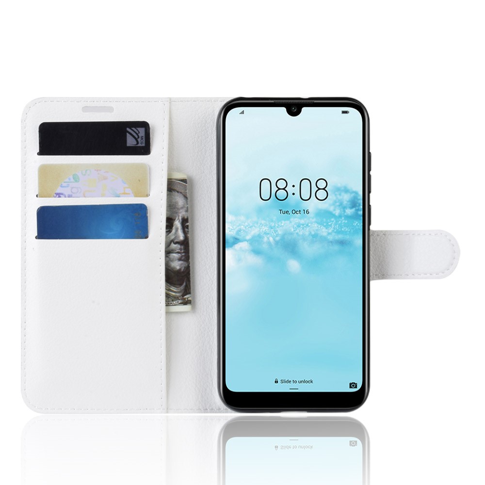 Huawei Y5 (2019) - Litchi Plnboksfodral - Vit