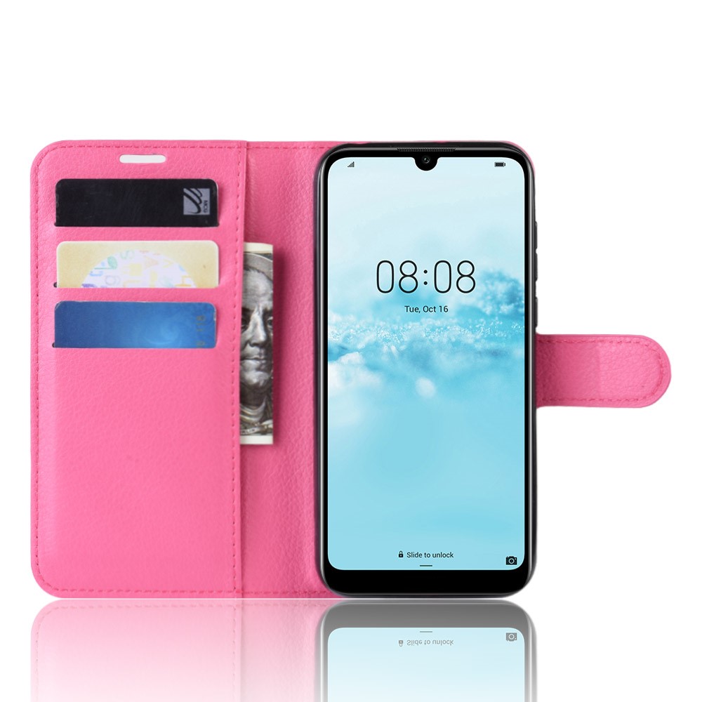 Huawei Y5 (2019) - Litchi Plnboksfodral - Rosa