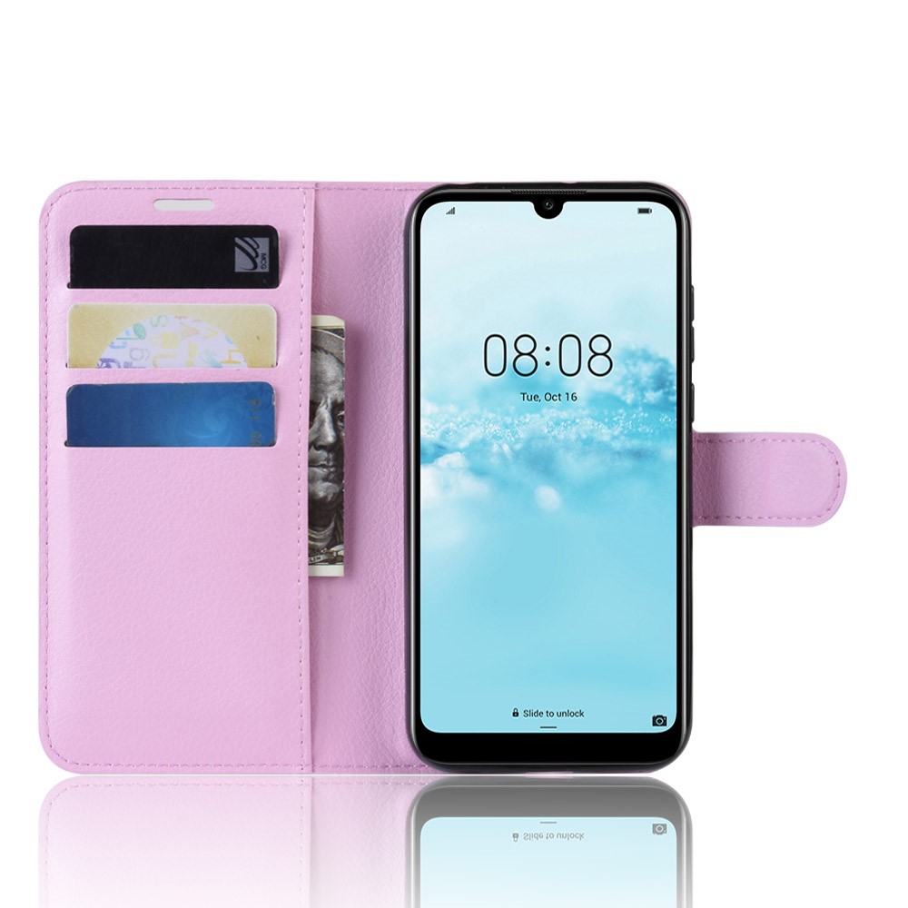 Huawei Y5 (2019) - Litchi Plnboksfodral - Ljus Rosa
