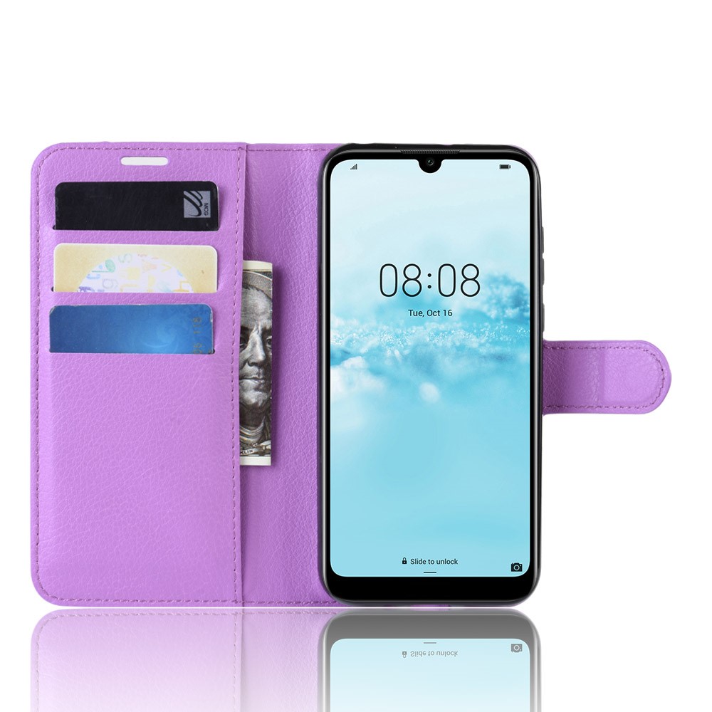 Huawei Y5 (2019) - Litchi Plnboksfodral - Lila