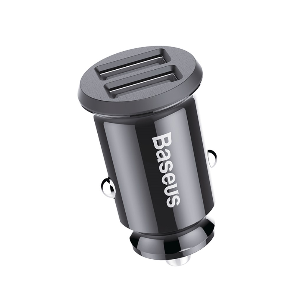 BASEUS Baseus Grain Billaddare Dubbel-USB 3.1A - Svart - Teknikhallen.se