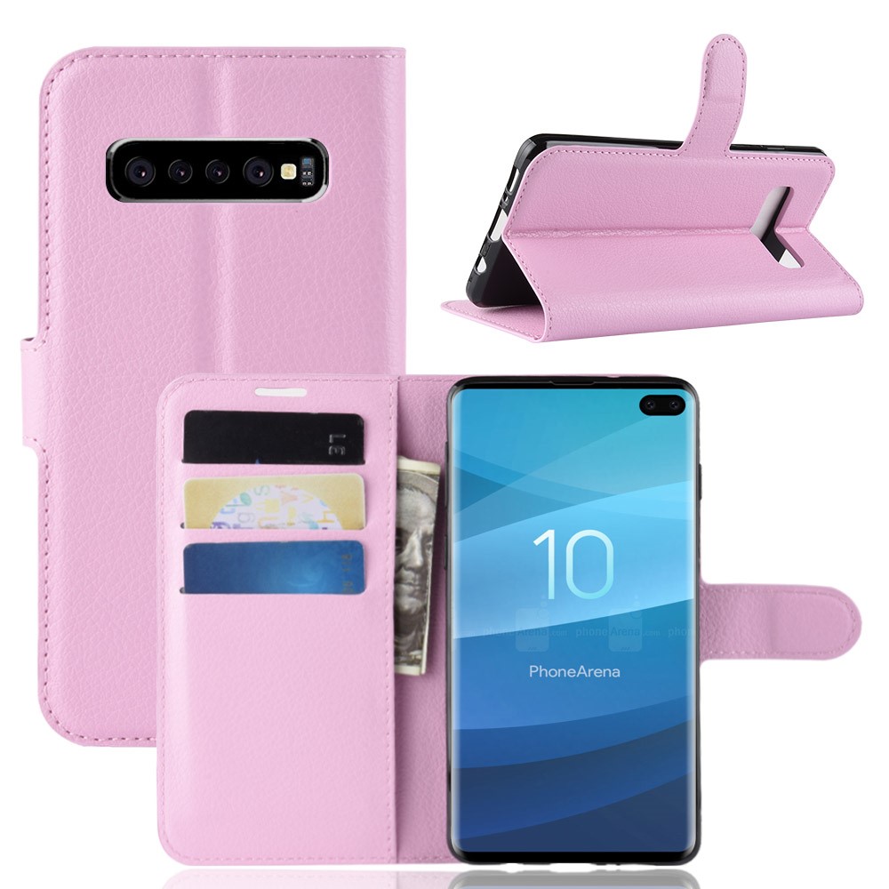 Samsung Galaxy S10 Plus - Litchi Plnboksfodral - Ljus Rosa