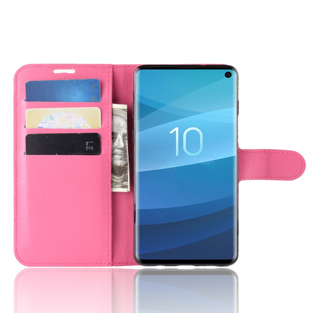 Samsung Galaxy S10 - Litchi Plnboksfodral - Rosa