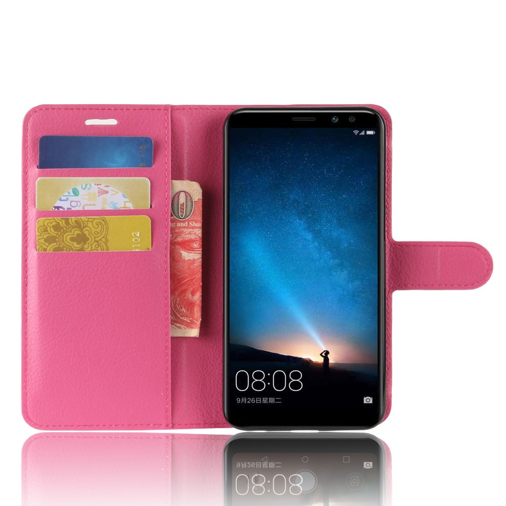 Huawei Mate 10 Lite - Litchi Plnboksfodral - Hot Pink