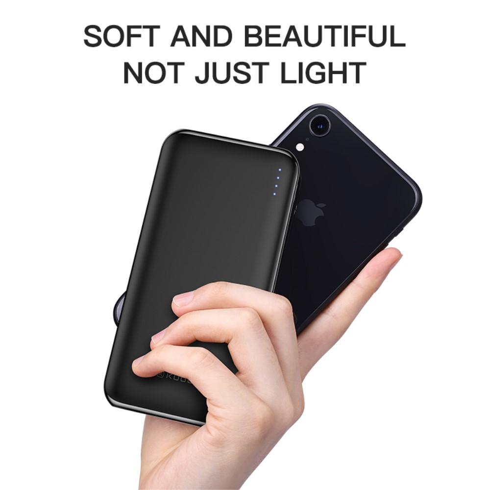 Snabbladdare 10000 mAh powerbank med LED - Svart