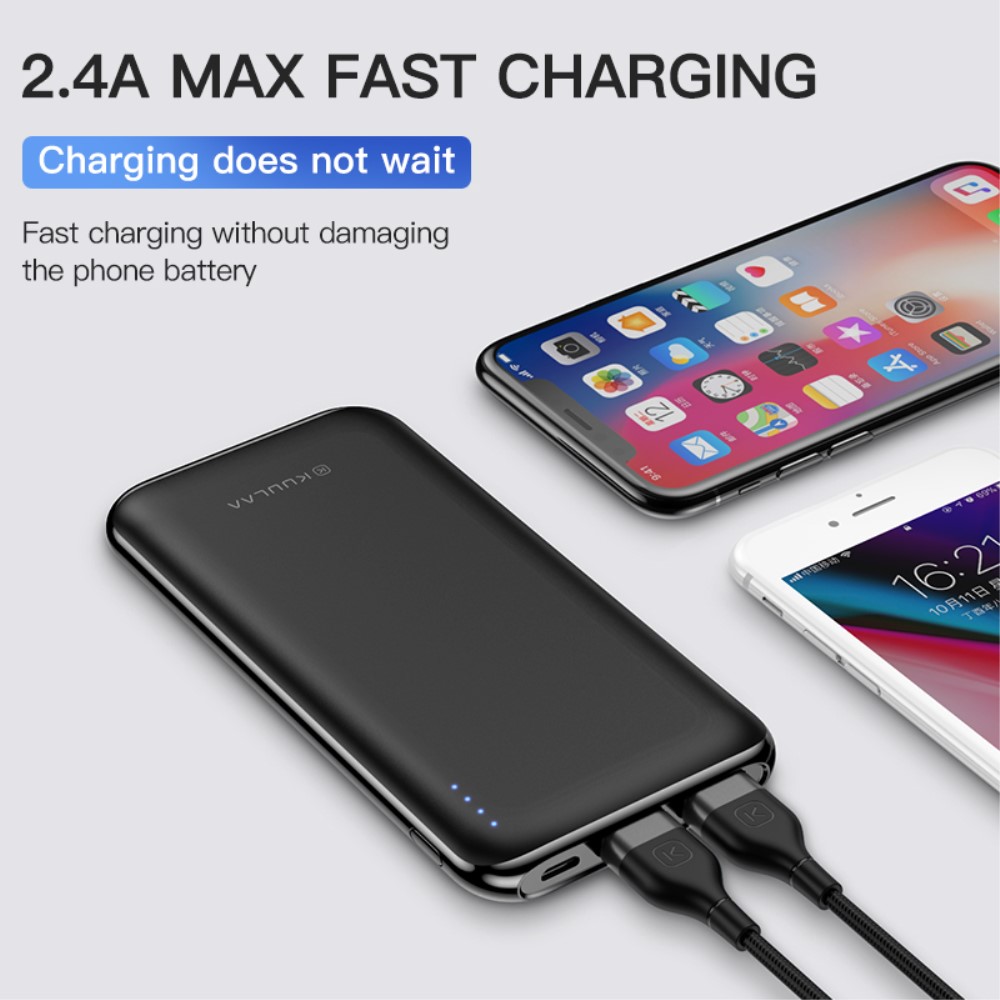 Snabbladdare 10000 mAh powerbank med LED - Svart