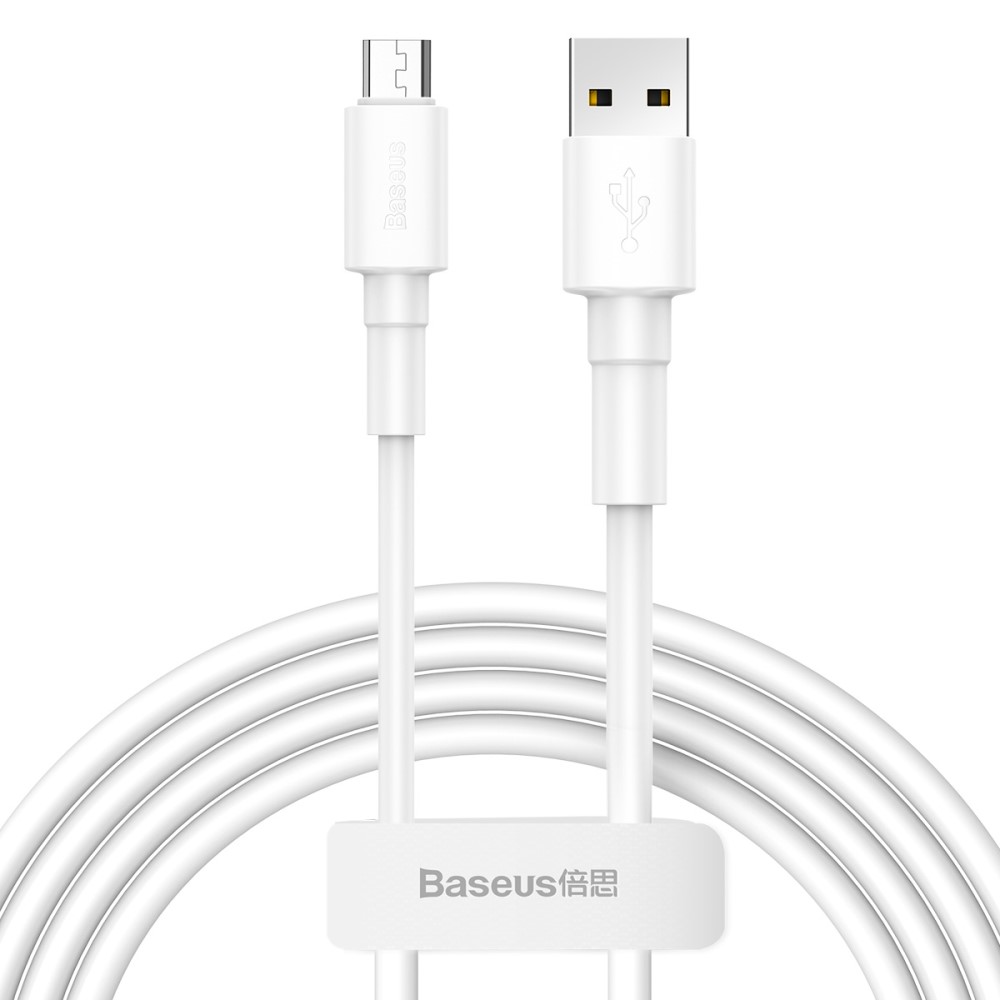 BASEUS USB till Micro-USB kabel, 1m, 2.4A - Vit