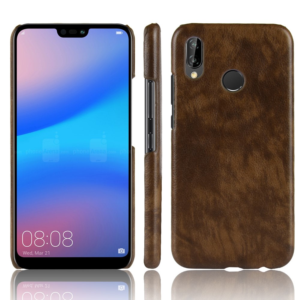 Huawei P20 Lite - Litchi Skal - Coffee