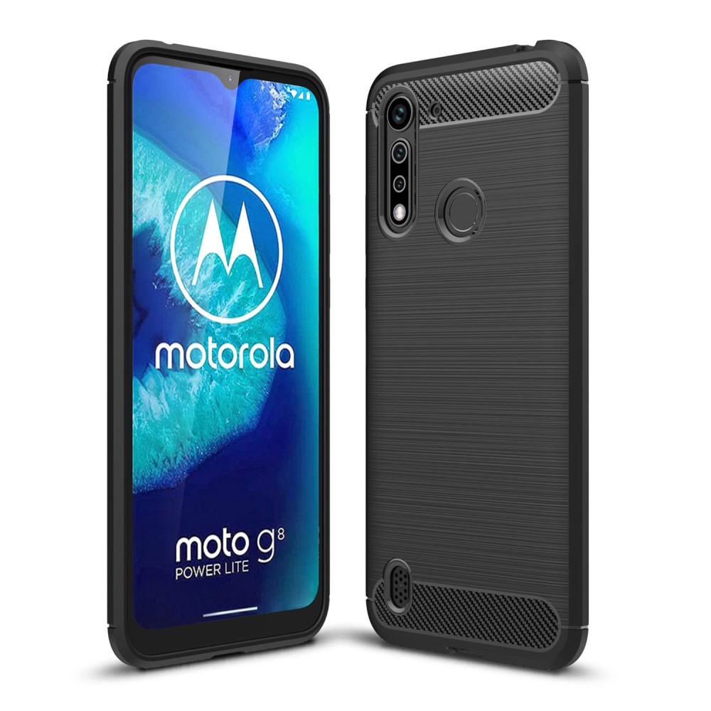 Motorola Moto G8 Power Lite - Borstad Stl Textur - Svart