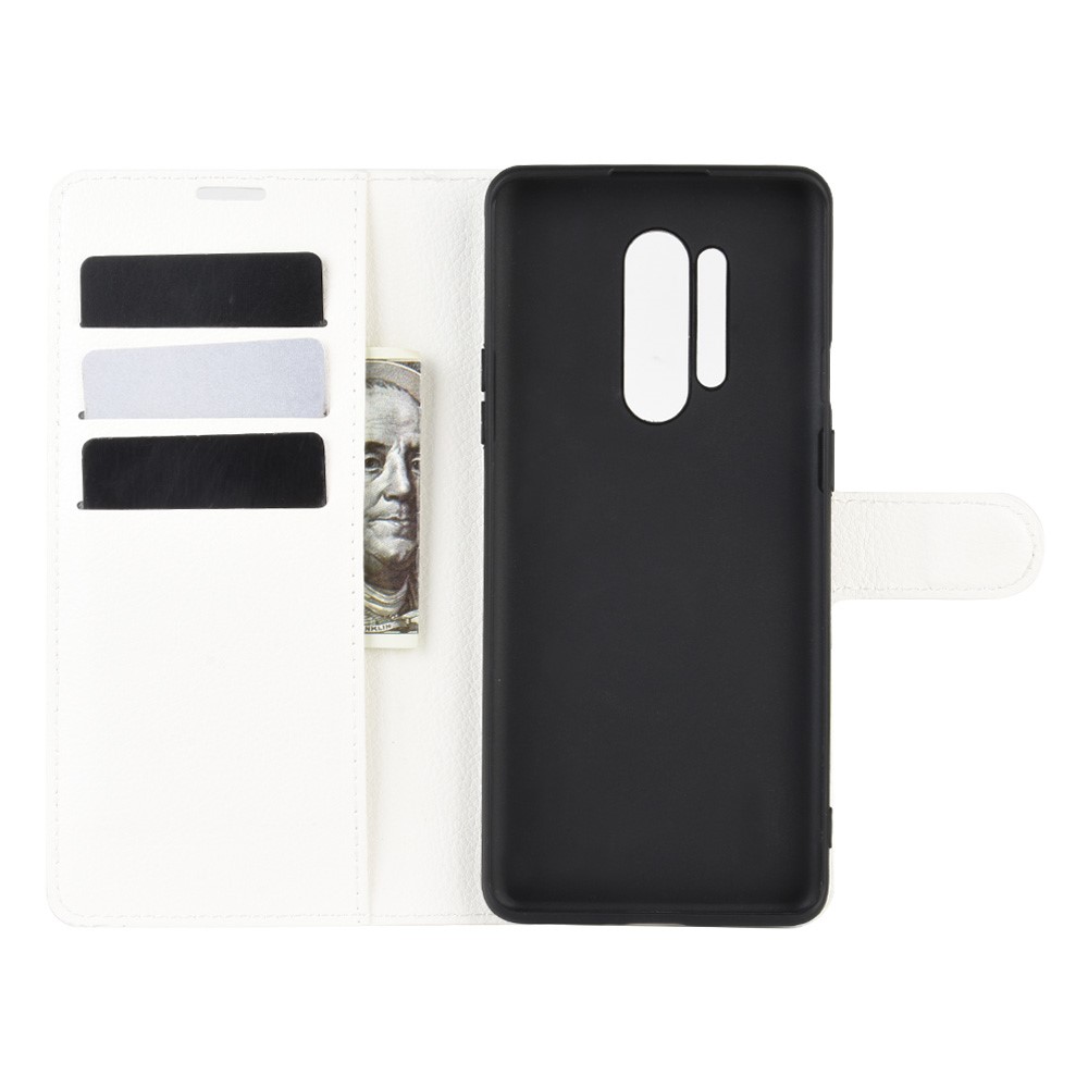 OnePlus 8 Pro - Litchi Plånboksfodral - Vit