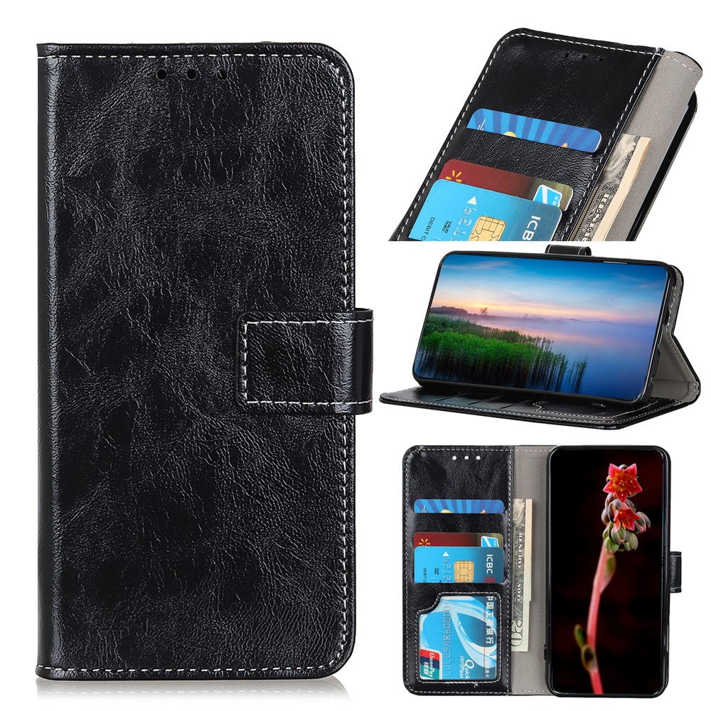 Samsung Galaxy A21s - Crazy Horse Plånboksfodral - Svart