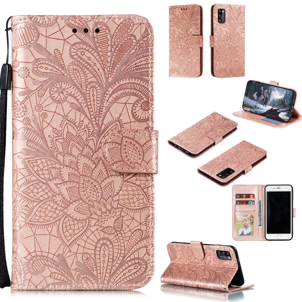 Samsung Galaxy A41 - Flower Plnboksfodral - Rosguld