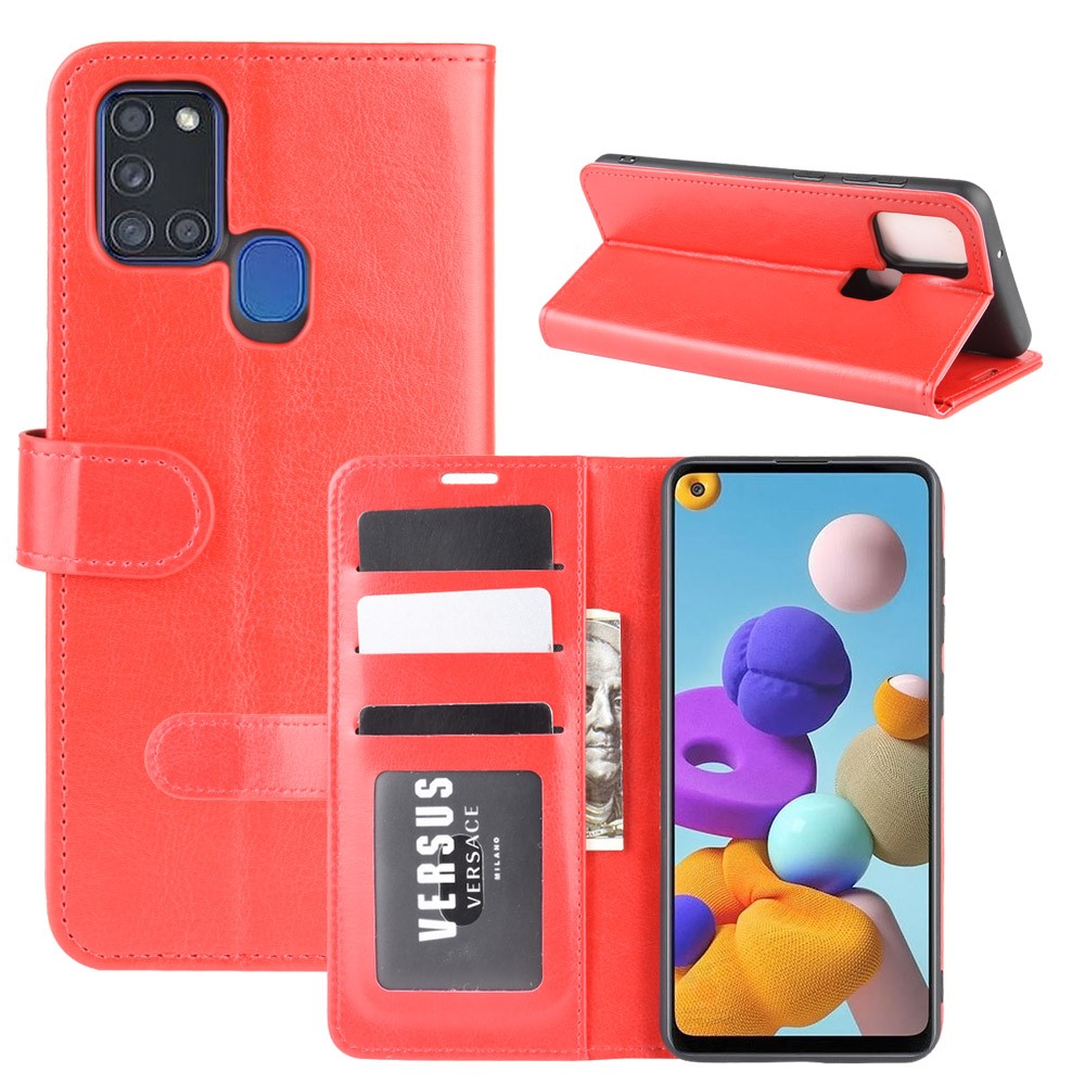 Samsung Galaxy A21s - Crazy Horse Plånboksfodral - Röd