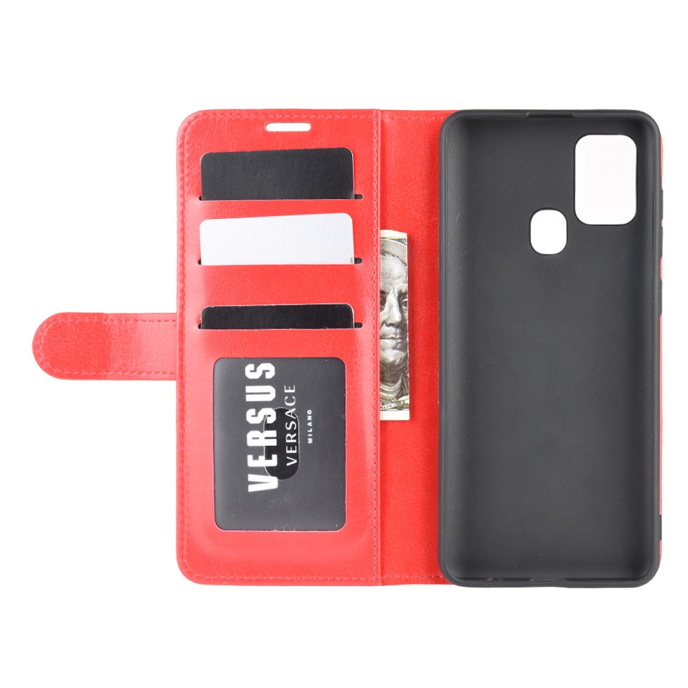 Samsung Galaxy A21s - Crazy Horse Plånboksfodral - Röd