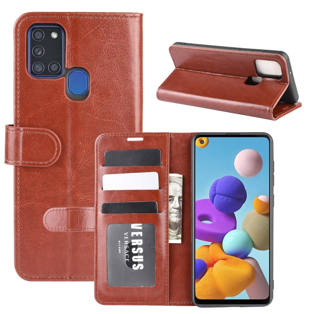 Samsung Galaxy A21s - Crazy Horse Plånboksfodral - Brun