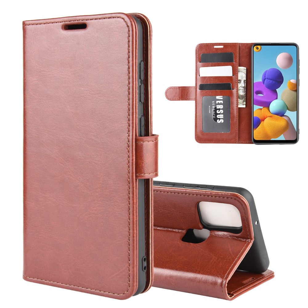 Samsung Galaxy A21s - Crazy Horse Plånboksfodral - Brun