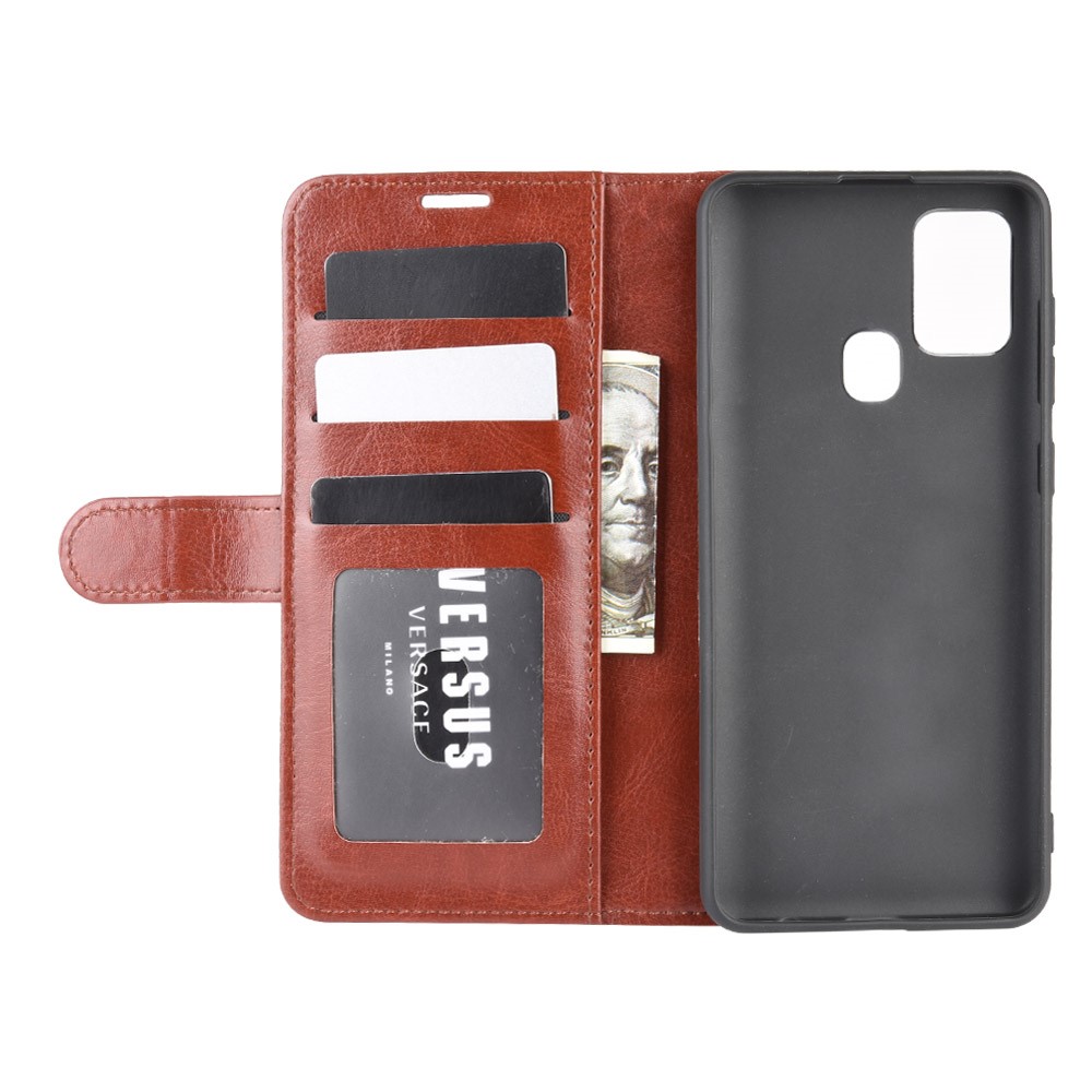 Samsung Galaxy A21s - Crazy Horse Plånboksfodral - Brun