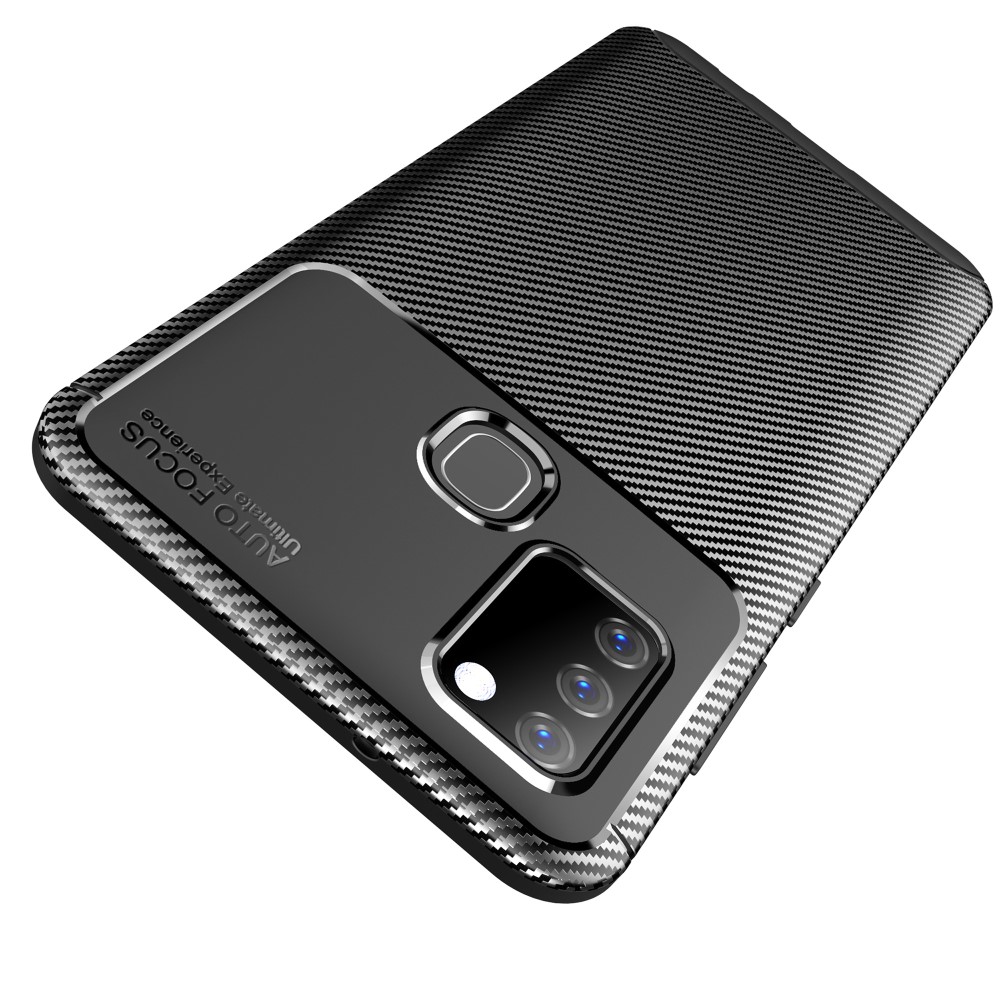 Samsung Galaxy A21s - Kolfiber Textur Skal - Svart