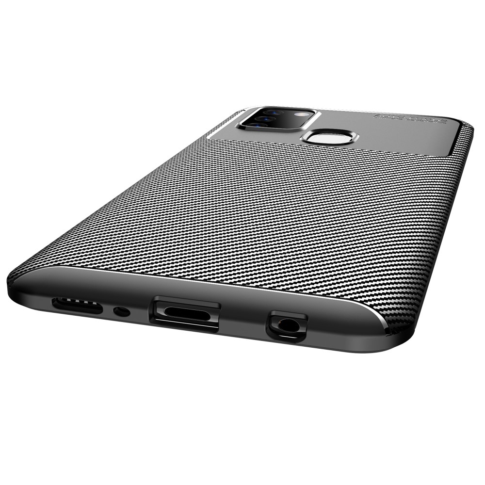 Samsung Galaxy A21s - Kolfiber Textur Skal - Svart