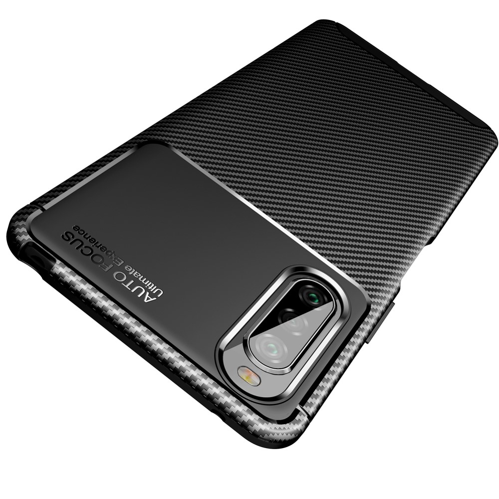 Sony Xperia 10 II - Kolfiber Textur Skal - Svart