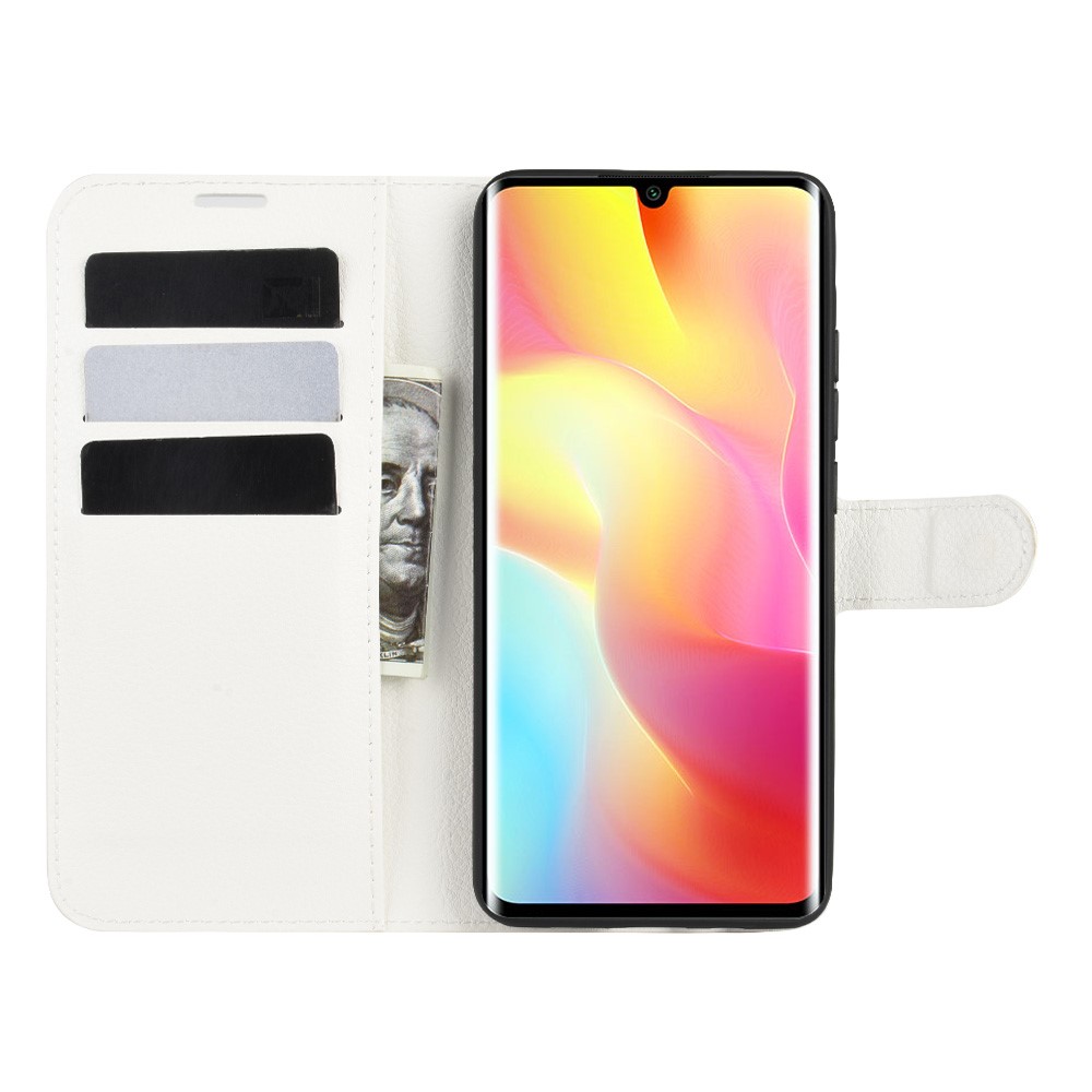 Xiaomi Mi Note 10 Lite - Litchi Plnboksfodral - Vit