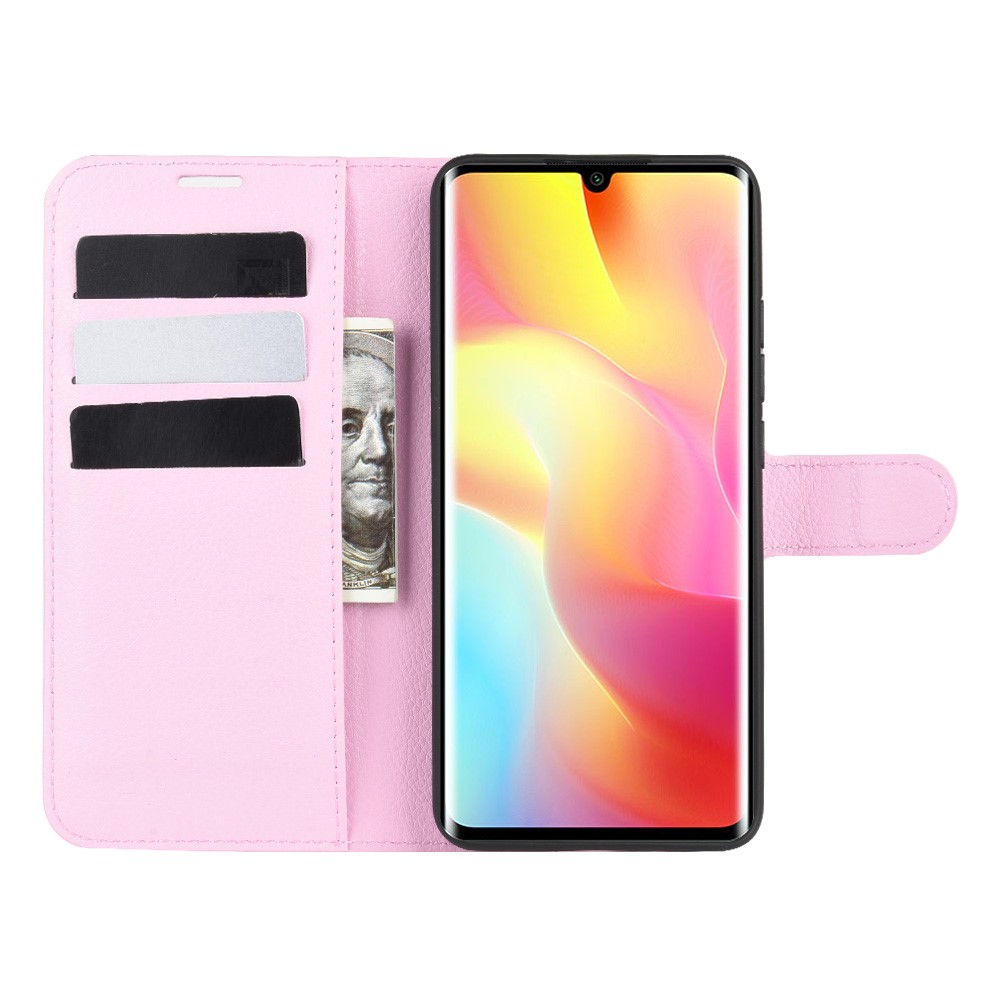 Xiaomi Mi Note 10 Lite - Litchi Plnboksfodral - Ljus Rosa