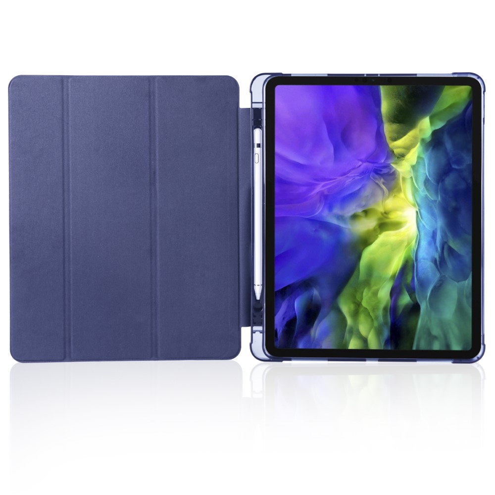 iPad Pro 12.9 (2018/2020) - Tri-Fold med pennhllare - Mrk Bl
