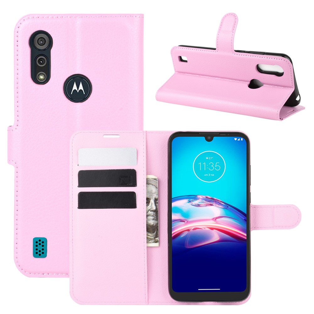 Motorola Moto E6s (2020) - Litchi Plnboksfodral - Ljus Rosa