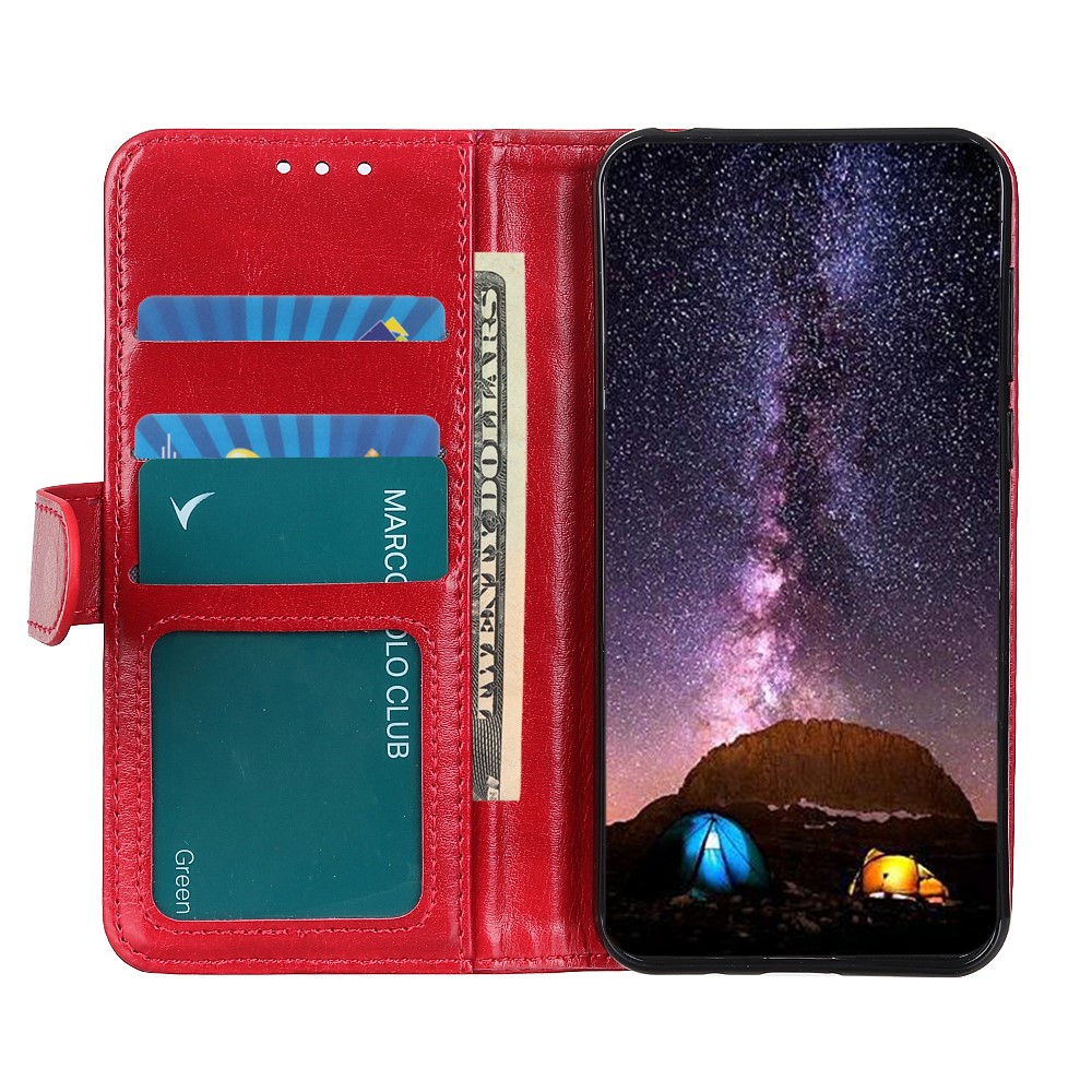  Xiaomi Redmi Note 9 - Crazy Horse Plånboksfodral - Röd - Teknikhallen.se