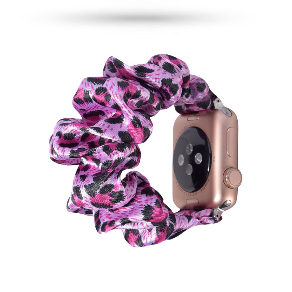 Scrunchie Silk Pink Leopard Armband Apple Watch 42/44/45/49 mm