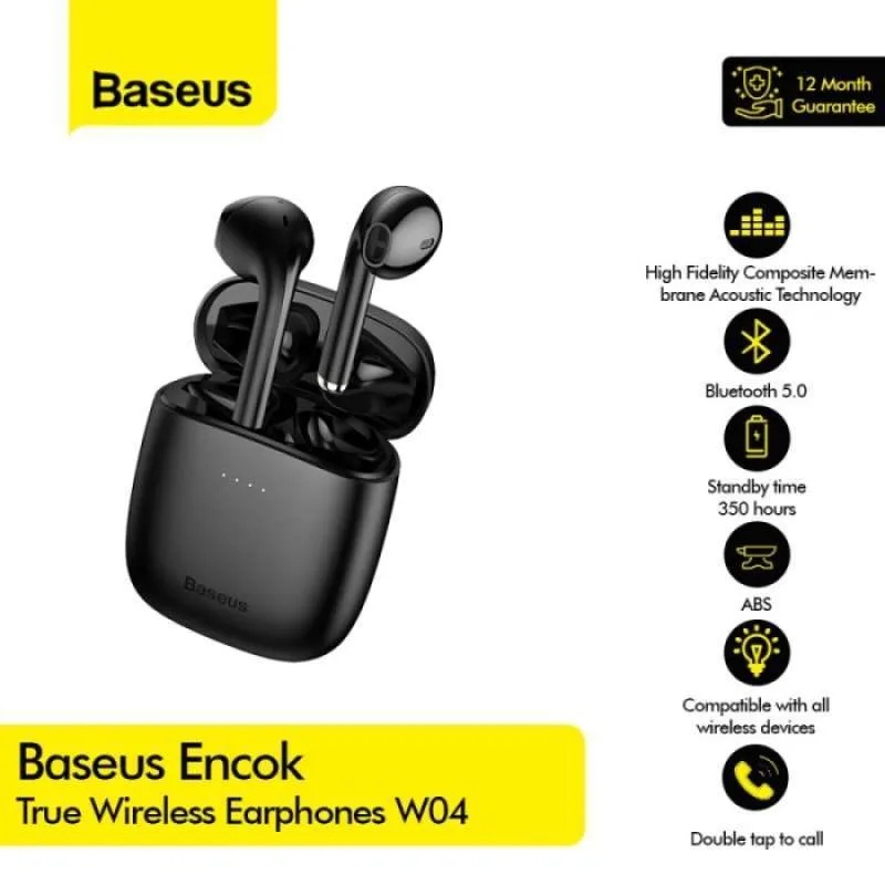 Baseus Encok W04 Pro True Wireless Hörlurar Svart