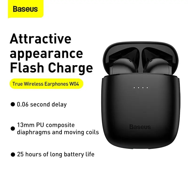 Baseus Encok W04 Pro True Wireless Hörlurar Svart