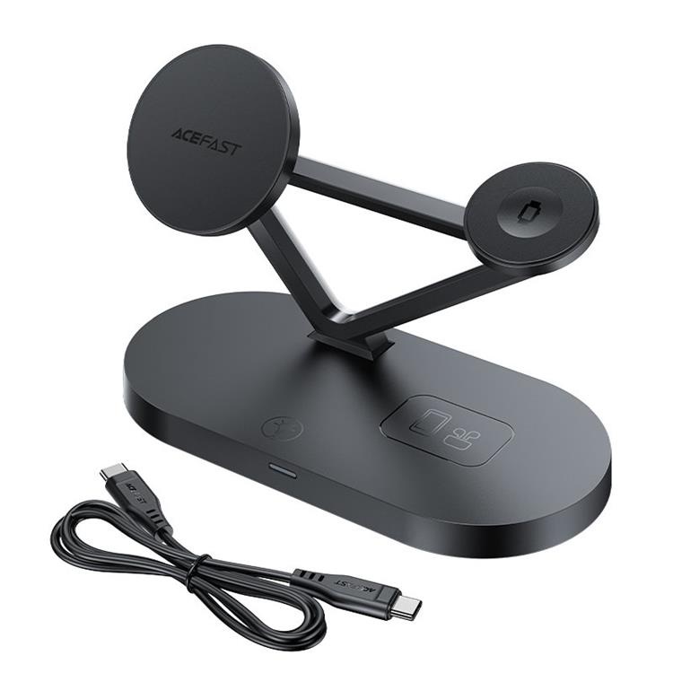 Acefast E9 45W 3in1 Magnetisk MagSafe Laddare Med Ambient Light Vit