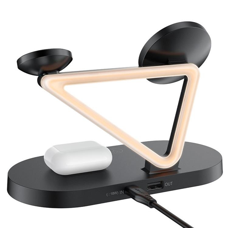 Acefast E9 45W 3in1 Magnetisk MagSafe Laddare Med Ambient Light Vit