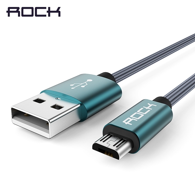 ROCK 1m Micro-Usb Nylon Kabel - Mrk Bl