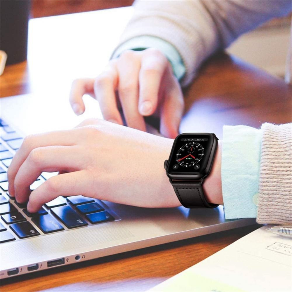 Tech-Protect kta Lder Armband Apple Watch 42/44/45/49 mm Svart