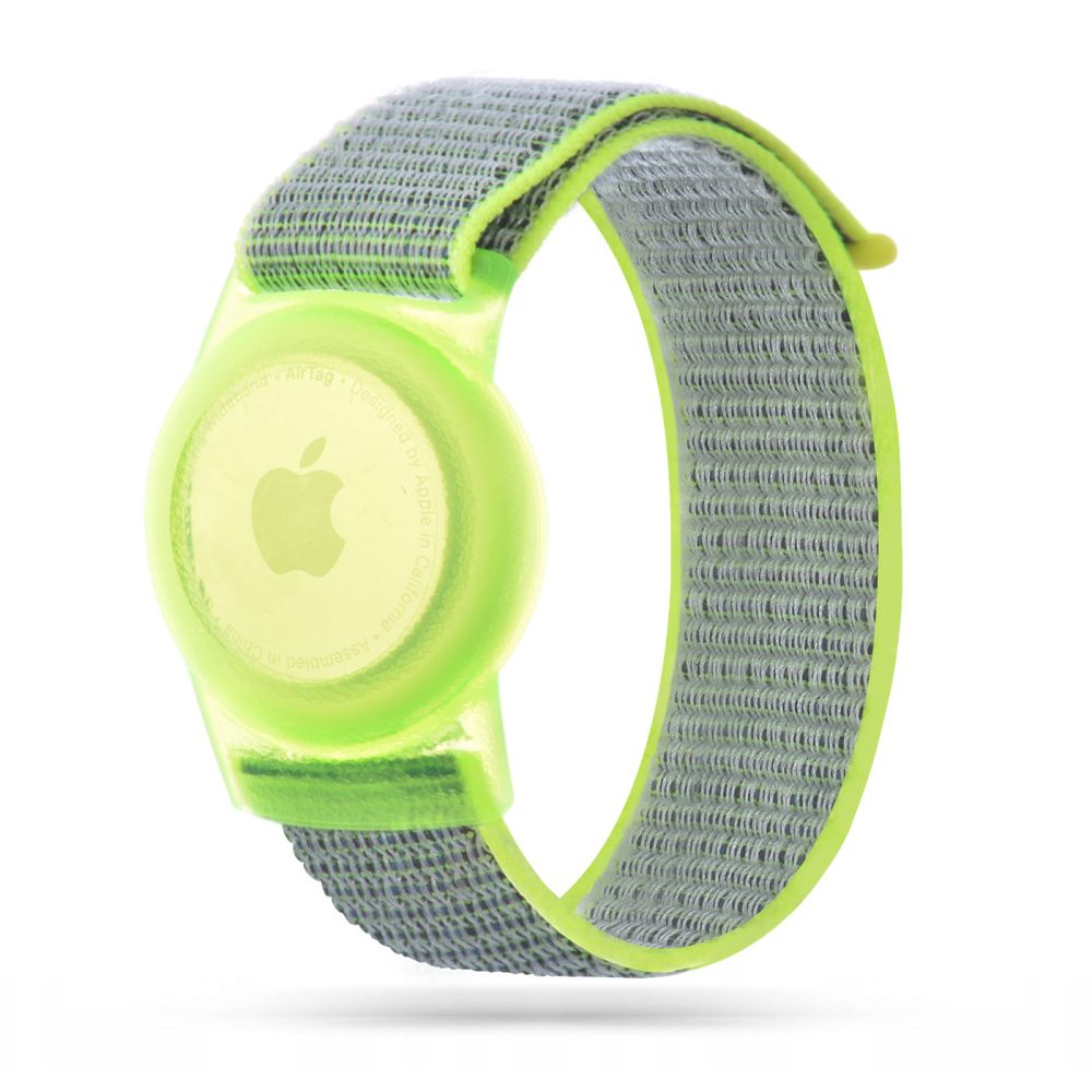 Tech-Protect Nylon Armband Fr AirTag Till Barn Lime Grn